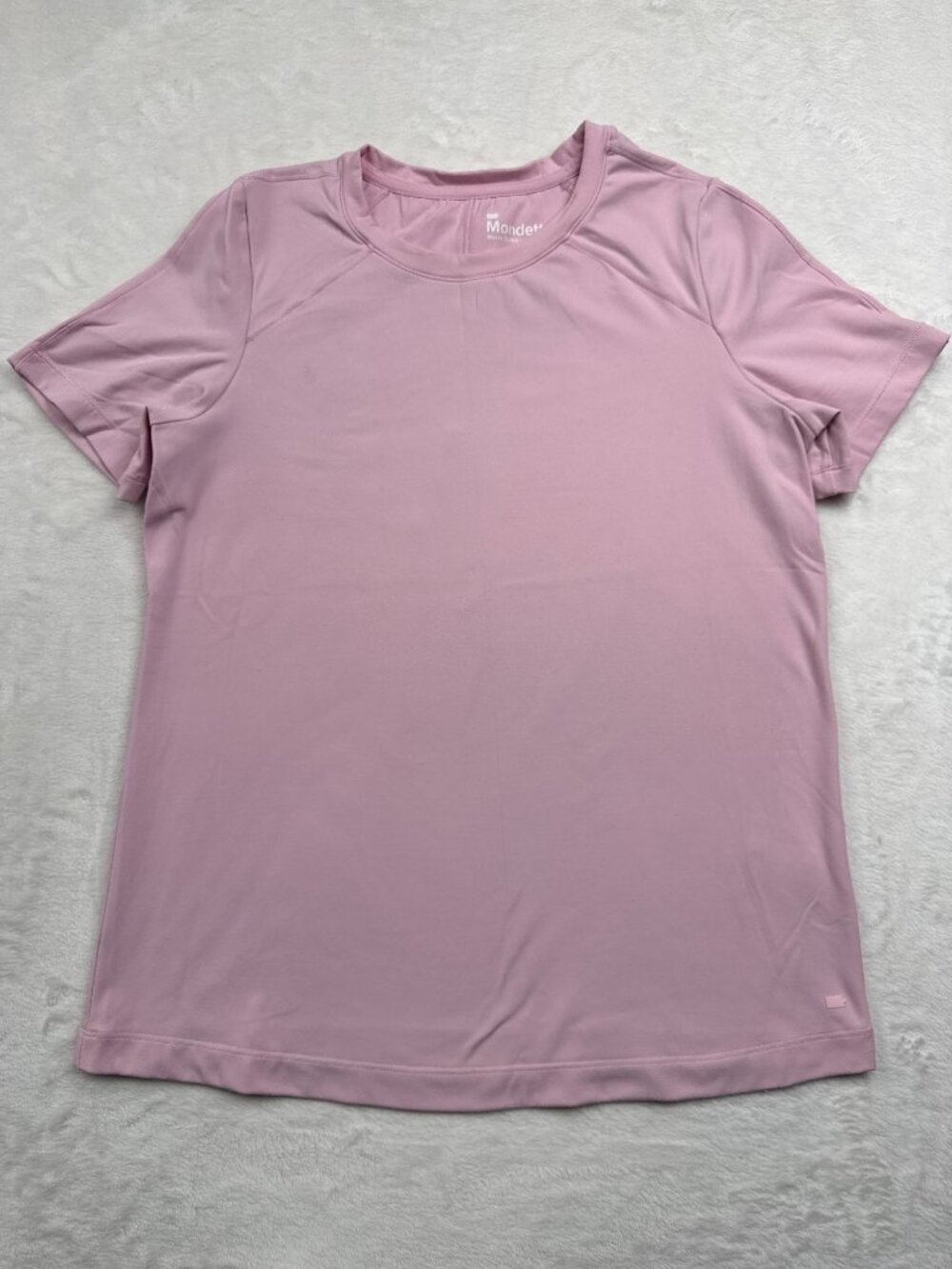 Mondetta Womens Light Pink Short Sleeve Shirt S Recycled Nylon Blend Breathable